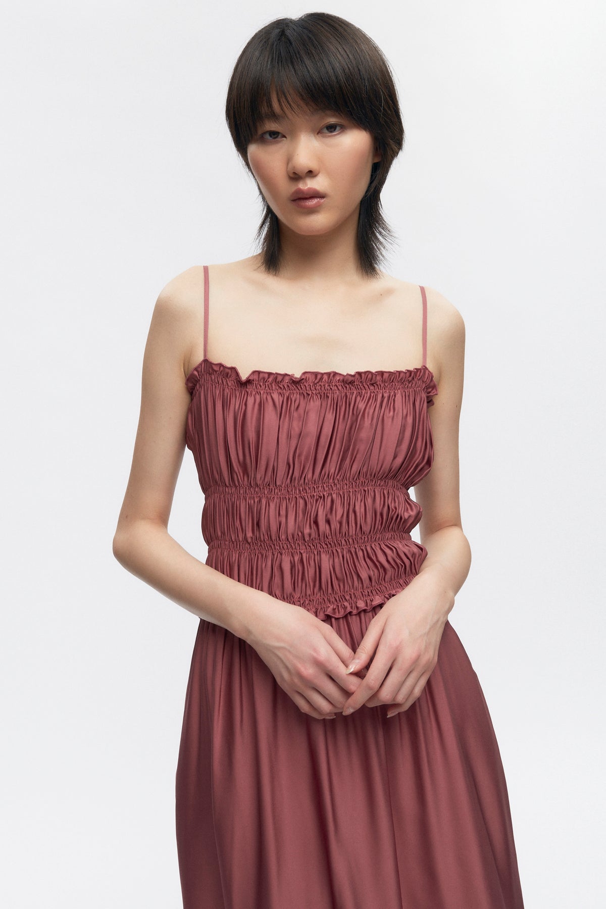 Robe à volants pour femmes en dusty Rose