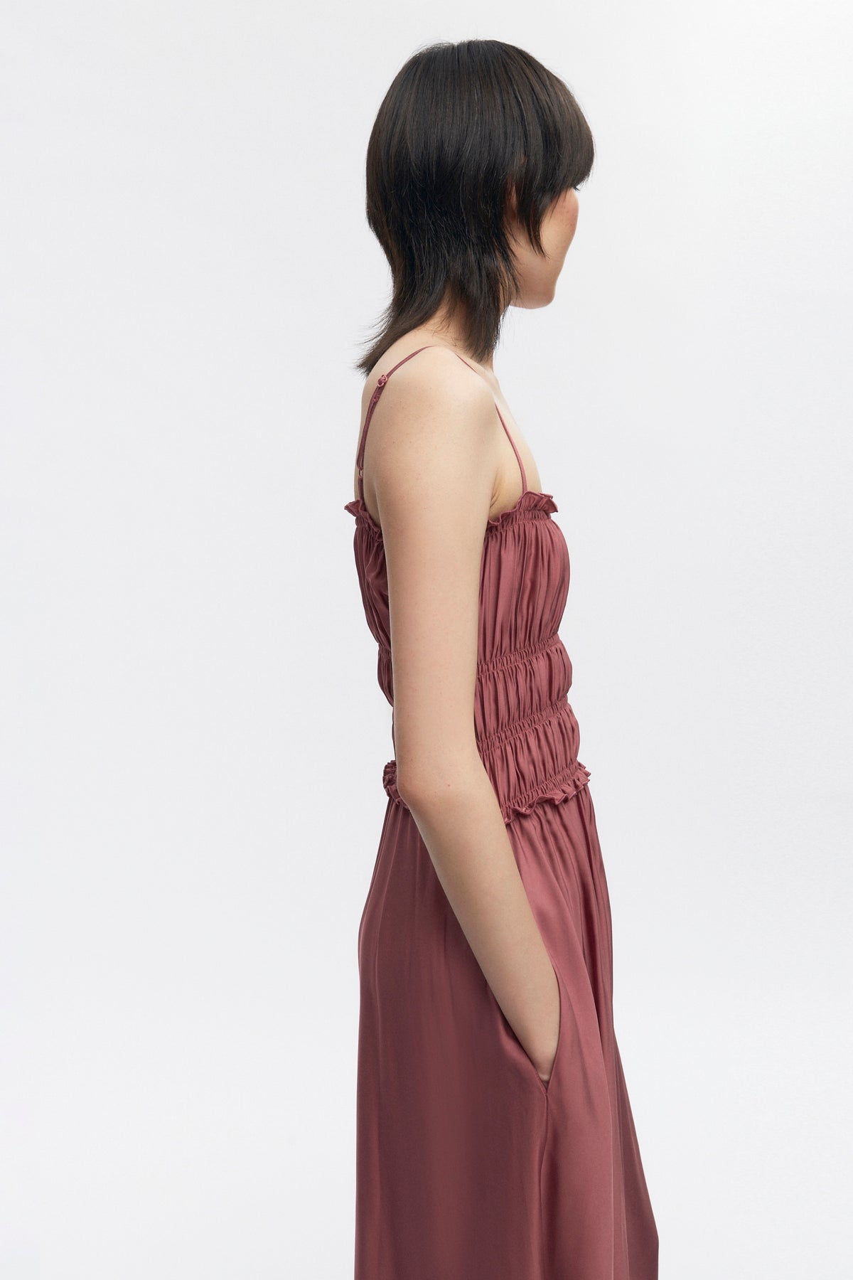 Robe à volants pour femmes en dusty Rose
