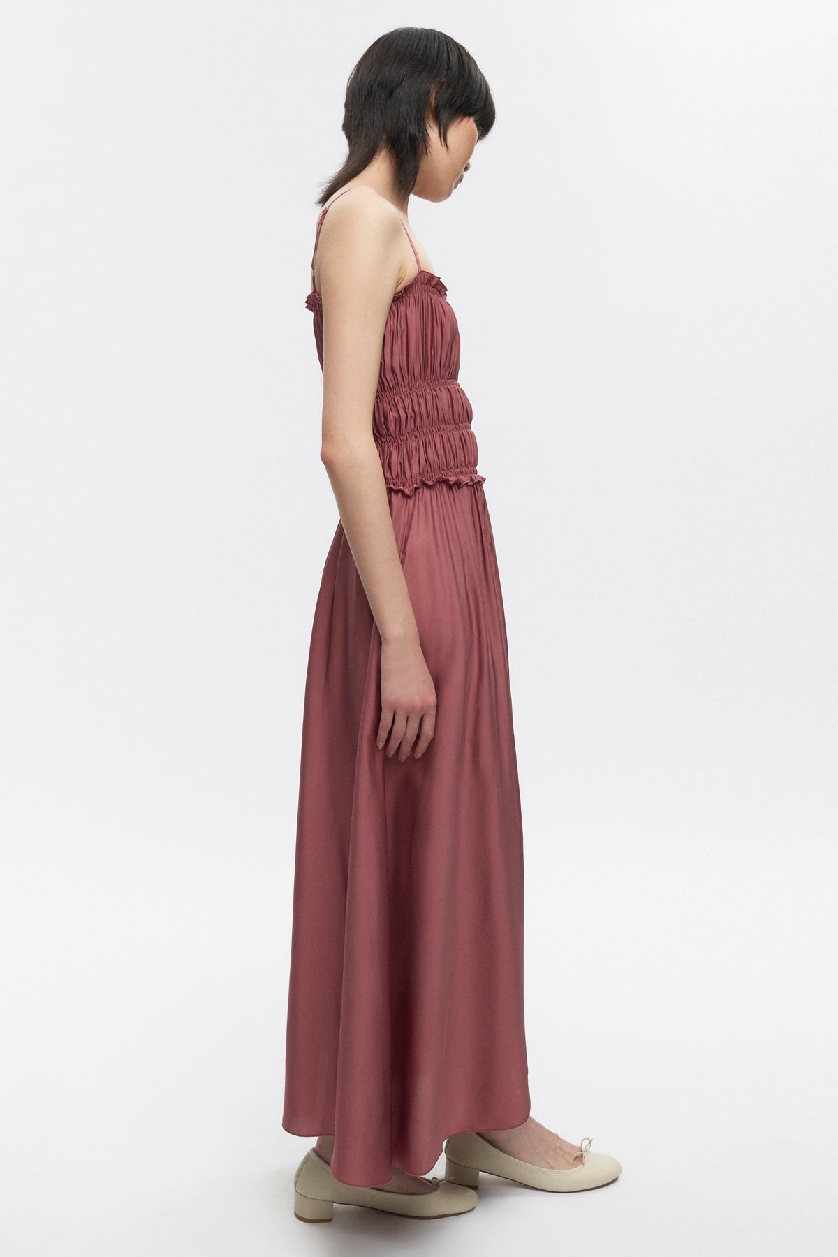 Robe à volants pour femmes en dusty Rose