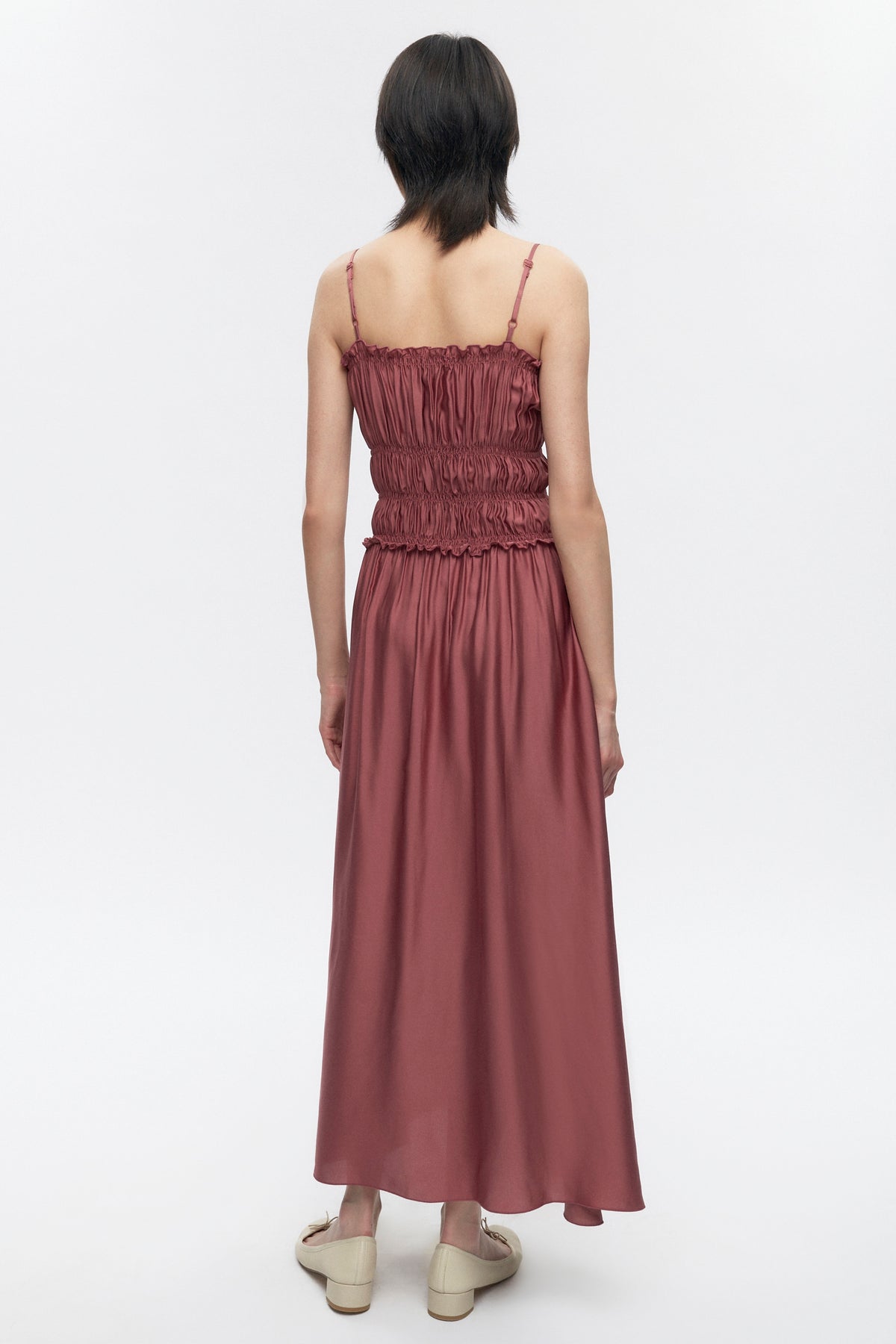 Robe à volants pour femmes en dusty Rose