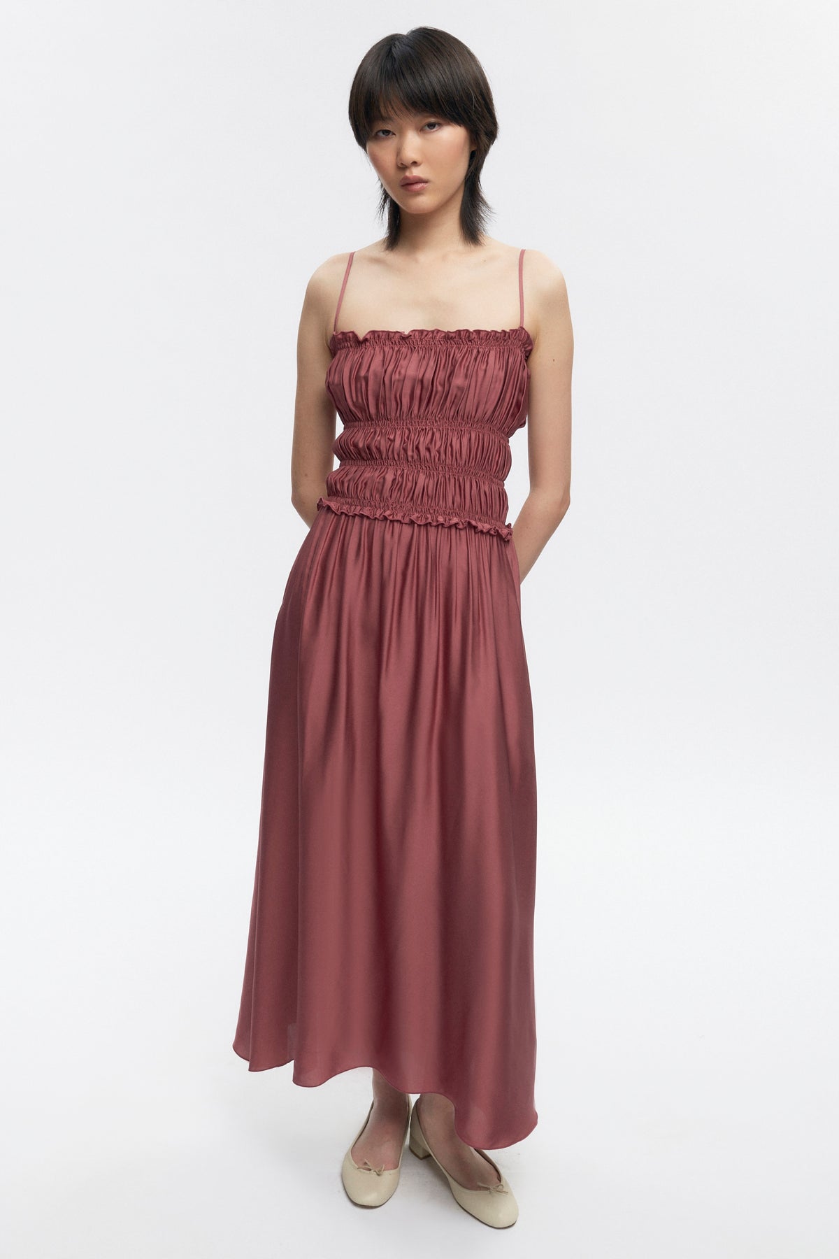 Robe à volants pour femmes en dusty Rose