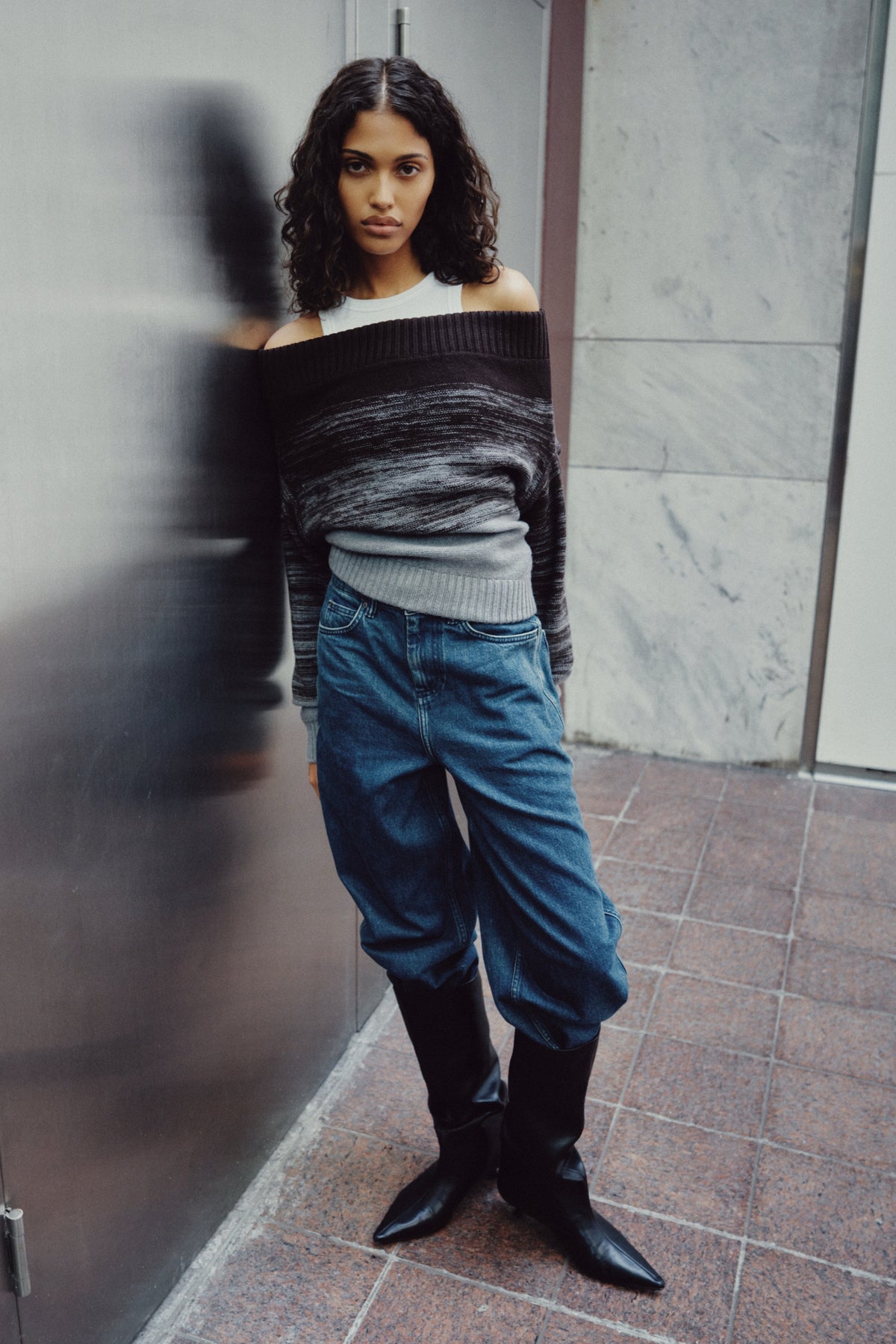 Women's Convertible Sweater in Coffee Bean/Grey Melange