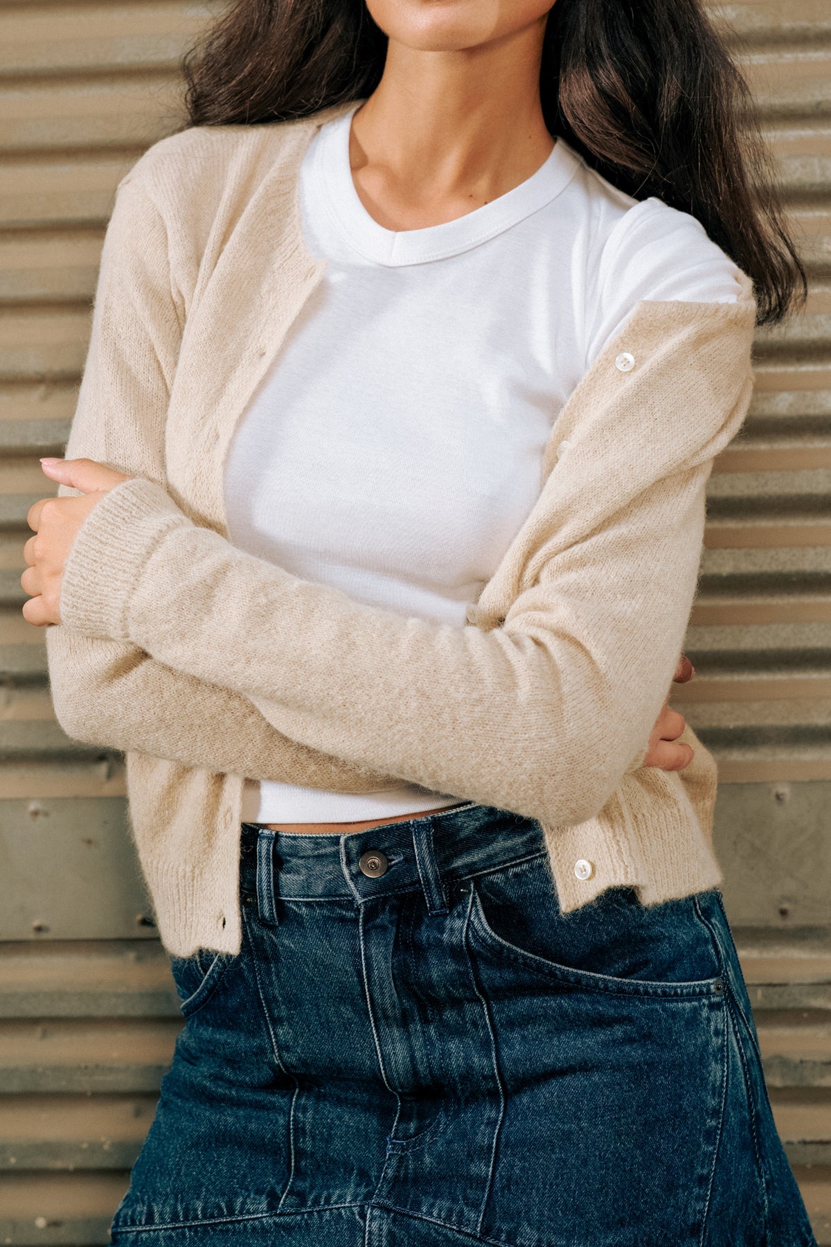Women's Noor Fuzzy Cardigan in Sand