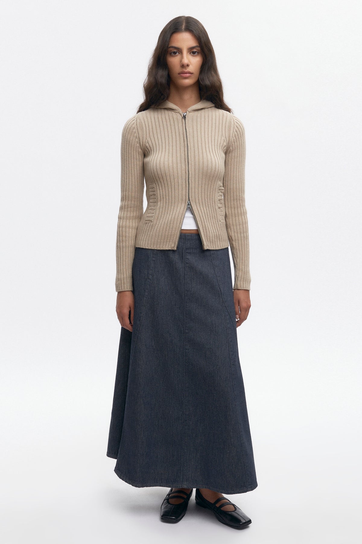 Women's Wave Denim Skirt in Grey