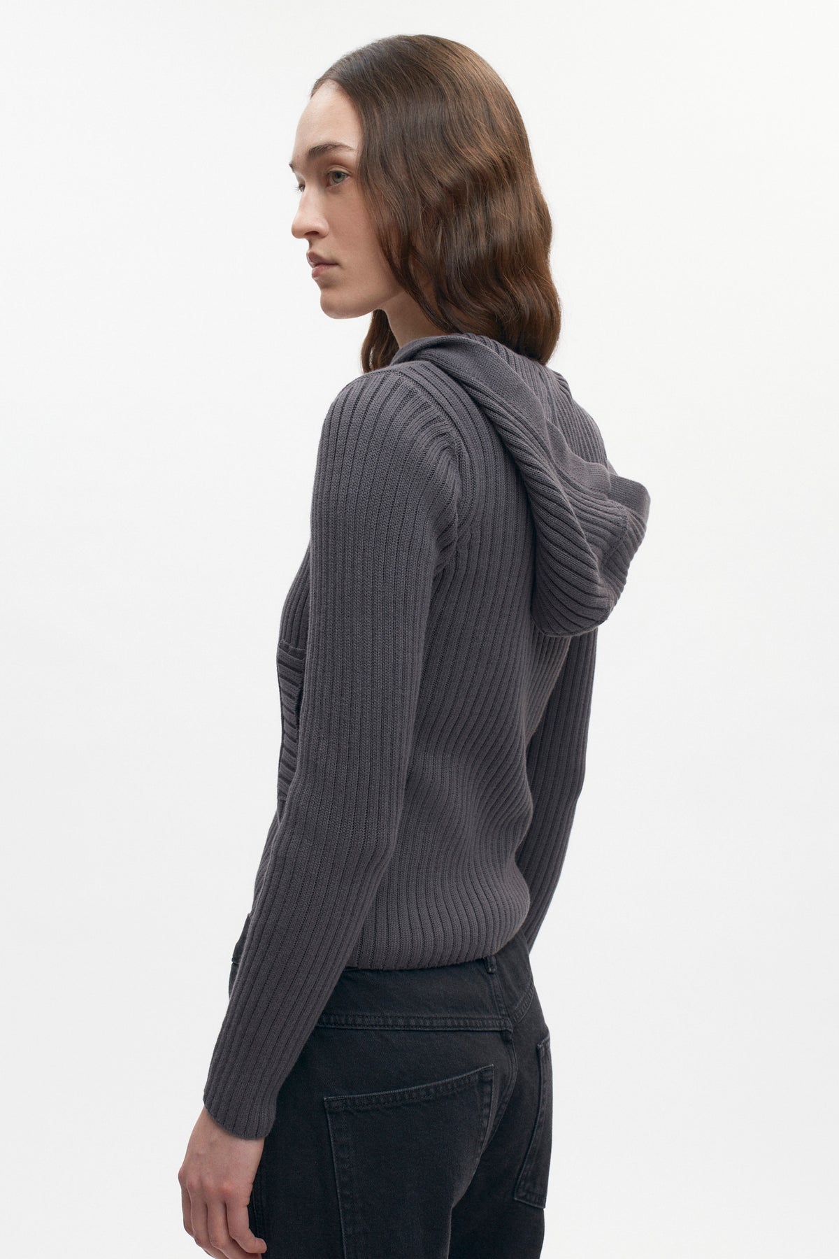 Women's Rib Zip Hoodie in Lava Smoke