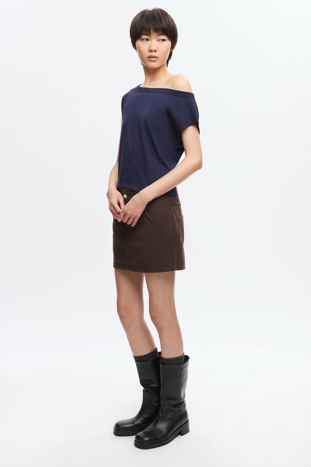 Tee-shirt à épaules dénudées pour femmes en midnight