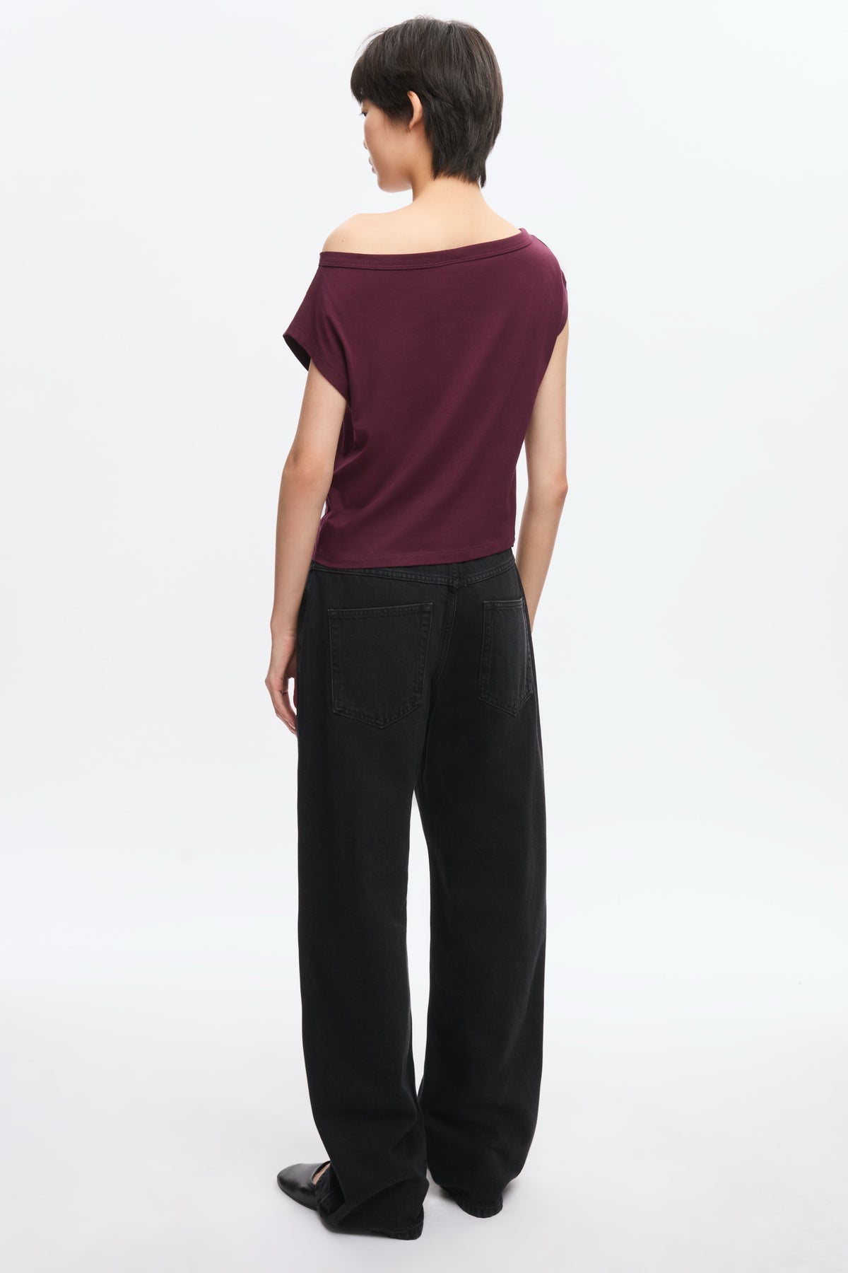 Tee-shirt à épaules dénudées pour femmes en prune